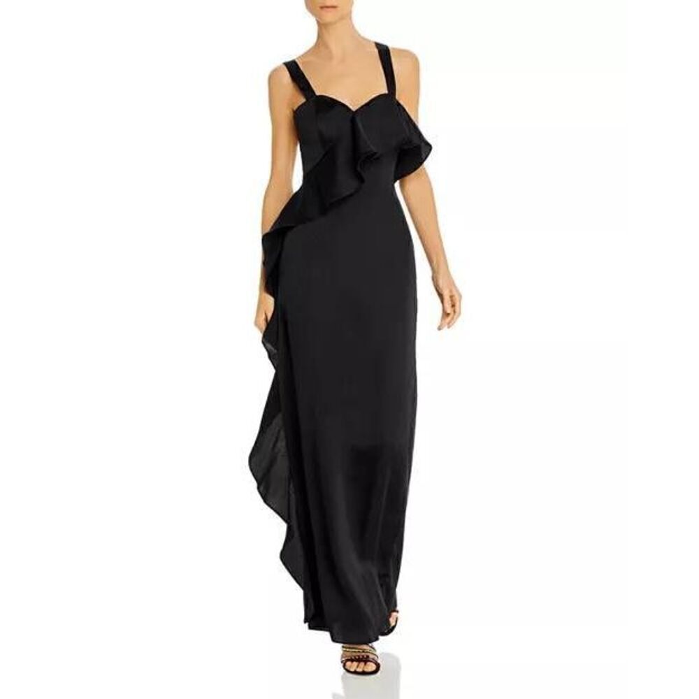 Keepsake The Label Size Large US 8 Lonely Together Ruffled Column Gown Black Max